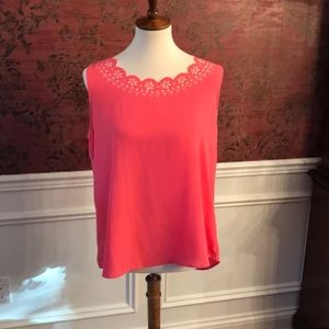 Sleeveless Bright Coral Top - size L